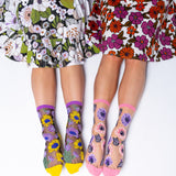 Sunflower Print Sheer Socks Bundle