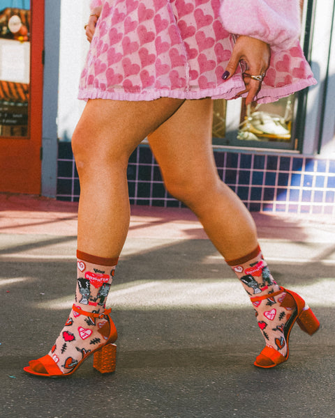 Universal Monsters "You Brighten My Day" Shimmer Sheer Crew Sock