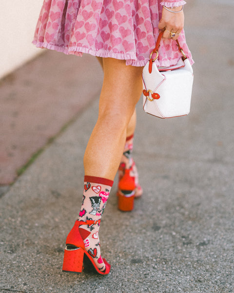 Universal Monsters "You Brighten My Day" Shimmer Sheer Crew Sock