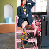 Y2K Hearts Black Sheer Knee High Sock