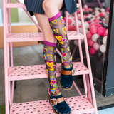 Y2K Hearts Black Sheer Knee High Sock