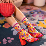 Y2K Hearts Ruffle Sheer Crew Sock