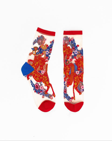 Year of the Horse Sheer Crew Sock
