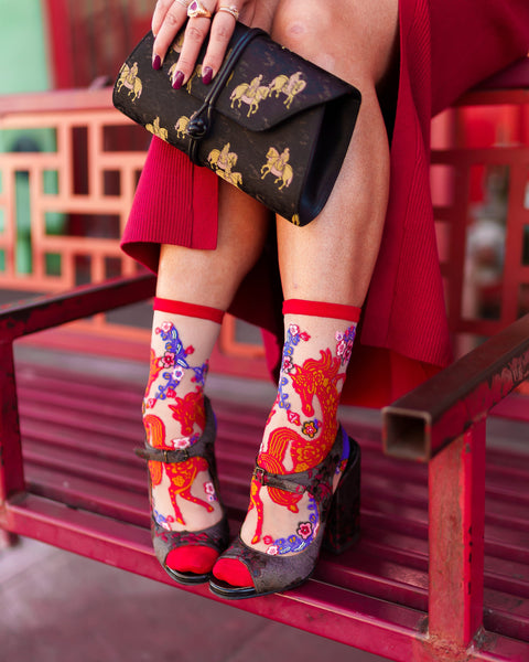 Year of the Horse Sheer Crew Sock