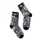 Black and White Florals Sheer Crew Sock