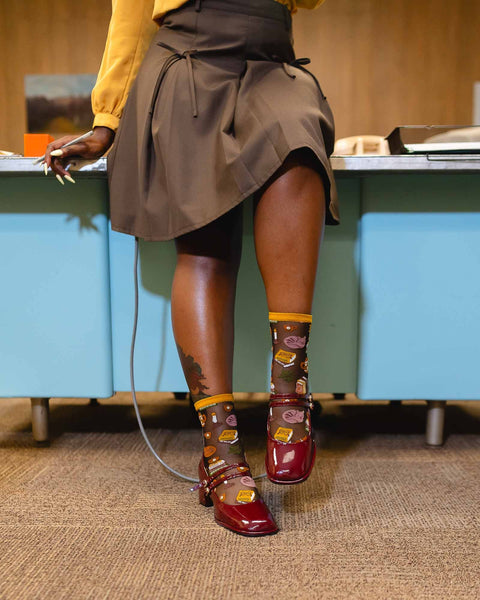 Book Lovers Black Sheer Crew Sock