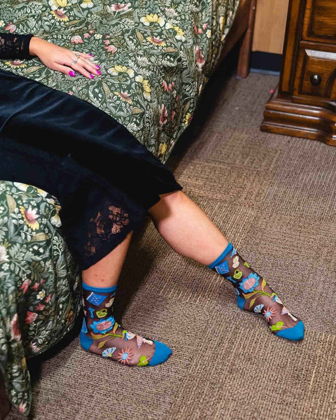 Dark Fairytale Shimmer Sheer Crew Sock