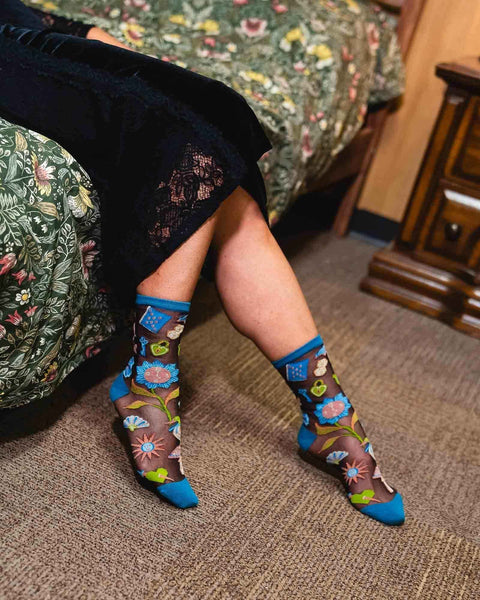 Dark Fairytale Shimmer Sheer Crew Sock