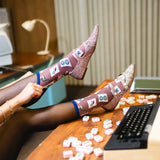 Mahjong Shimmer Sheer Crew Sock