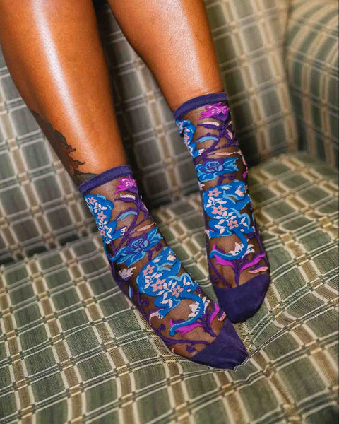 Nightshade Jaguar Black Sheer Crew Sock