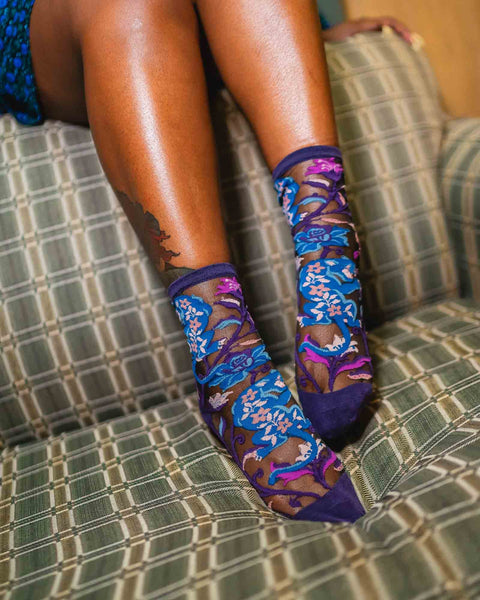 Nightshade Jaguar Black Sheer Crew Sock