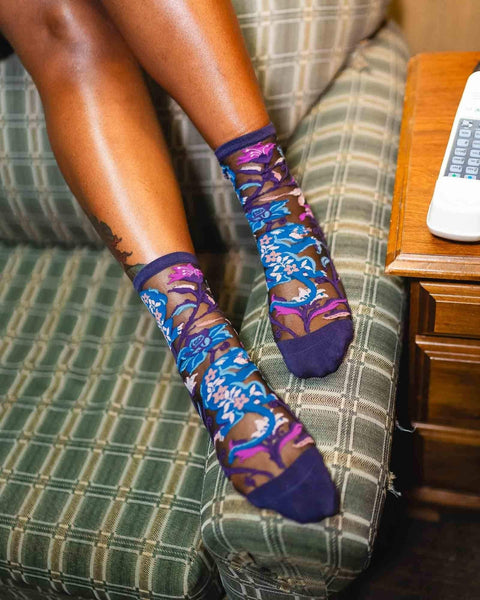 Nightshade Jaguar Black Sheer Crew Sock