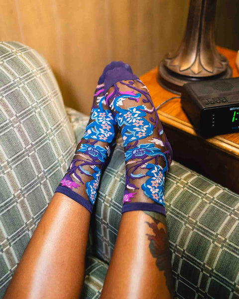 Nightshade Jaguar Black Sheer Crew Sock