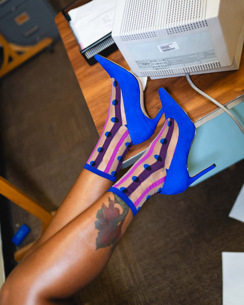 Stripes & Dots Sheer Crew Sock