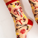 Aries Zodiac Shimmer Sheer Crew Sock