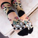 Beetlejuice™ Green Shimmer Sheer Crew Sock
