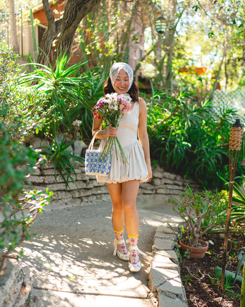 Bouquets All Day Shimmer Sheer Crew Sock