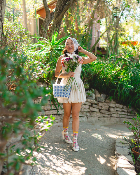 Bouquets All Day Shimmer Sheer Crew Sock