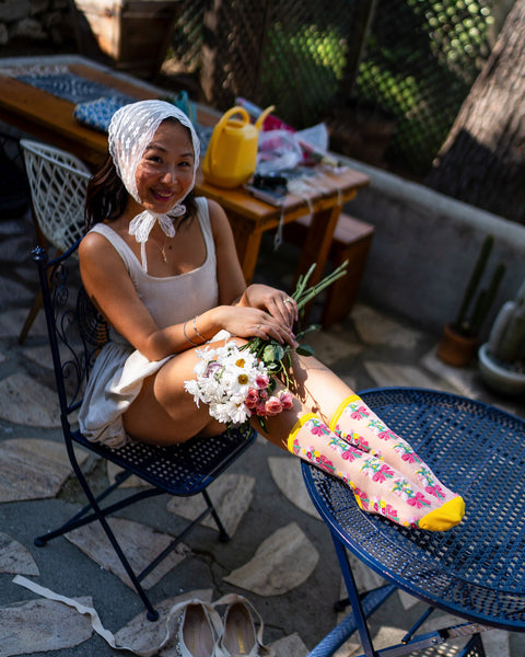 Bouquets All Day Shimmer Sheer Crew Sock