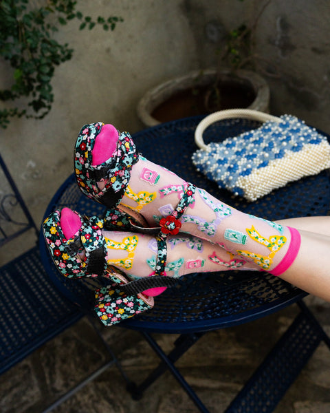 Bows & Jam Shimmer Sheer Crew Sock