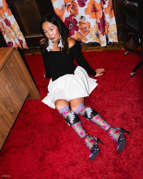 Bride of Frankenstein Black Sheer Knee High Sock