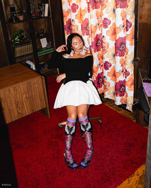 Bride of Frankenstein Black Sheer Knee High Sock
