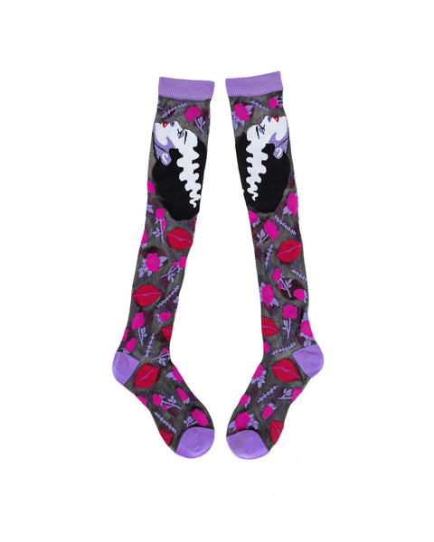 Bride of Frankenstein Black Sheer Knee High Sock