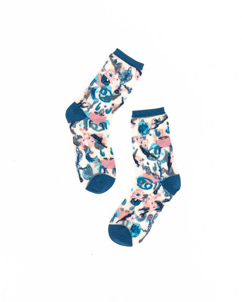 Cancer Zodiac Sheer Crew Sock