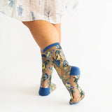 Capricorn Zodiac Shimmer Sheer Crew Sock