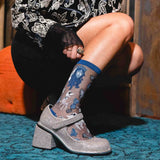 Corpse Bride Shimmer Sheer Crew Sock