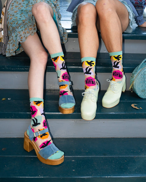 Hitchcock The Birds Sheer Crew Sock