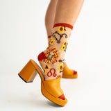 Leo Zodiac Shimmer Sheer Crew Sock