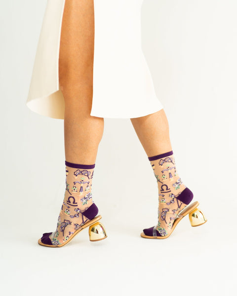 Libra Zodiac Sheer Crew Sock