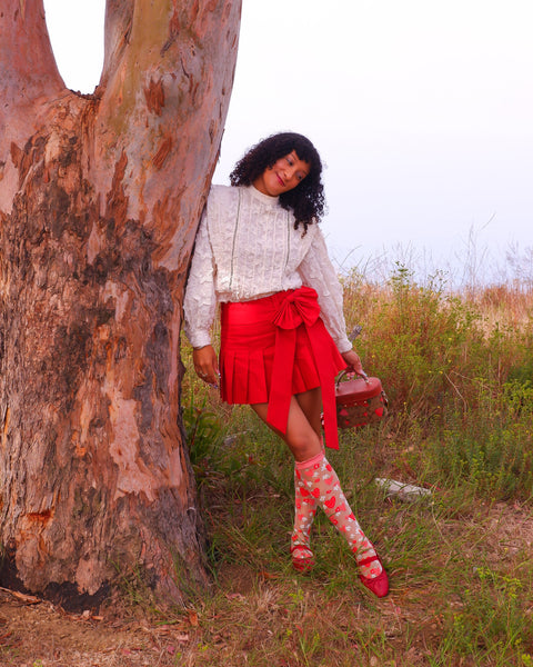 Strawberry Daisy Ruffle Knee High Sock