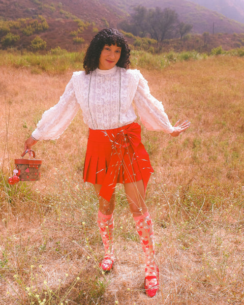 Strawberry Daisy Ruffle Knee High Sock