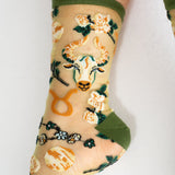 Taurus Zodiac Shimmer Sheer Crew Sock