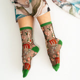 Virgo Zodiac Black Sheer Crew Sock