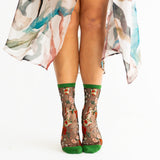Virgo Zodiac Black Sheer Crew Sock