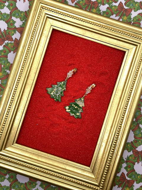 Little Gold Sparkly Tree Earrings