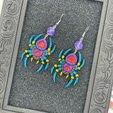 Tattoo - Spider Earrings with Dice Details: Handmade, Hand-Painted Polymer Clay