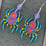 Tattoo - Spider Earrings with Dice Details: Handmade, Hand-Painted Polymer Clay