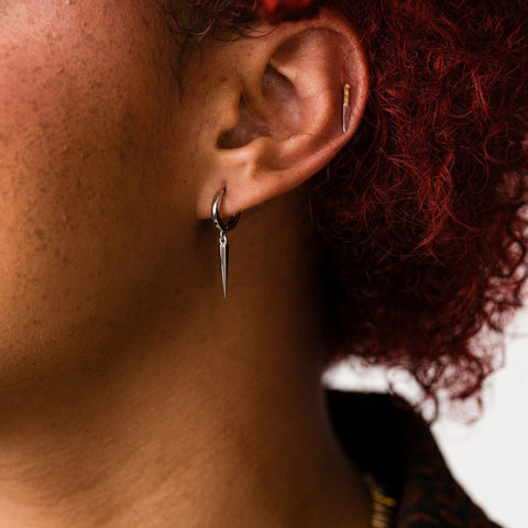 Spike Drop Huggie Hoop Earrings