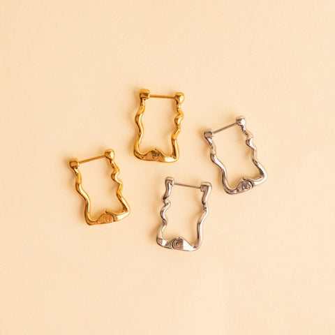 Squiggly Rounded Huggie Hoop Earrings
