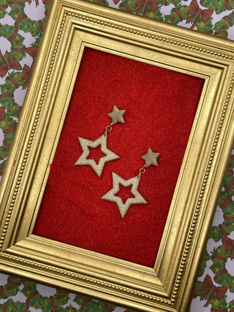 Gold Sparkly Star Earrings