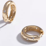 Stars Huggie Hoop Earrings Sterling Silver