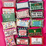 Needlepoint Pillow - Be Naughty, Save Santa the Trip