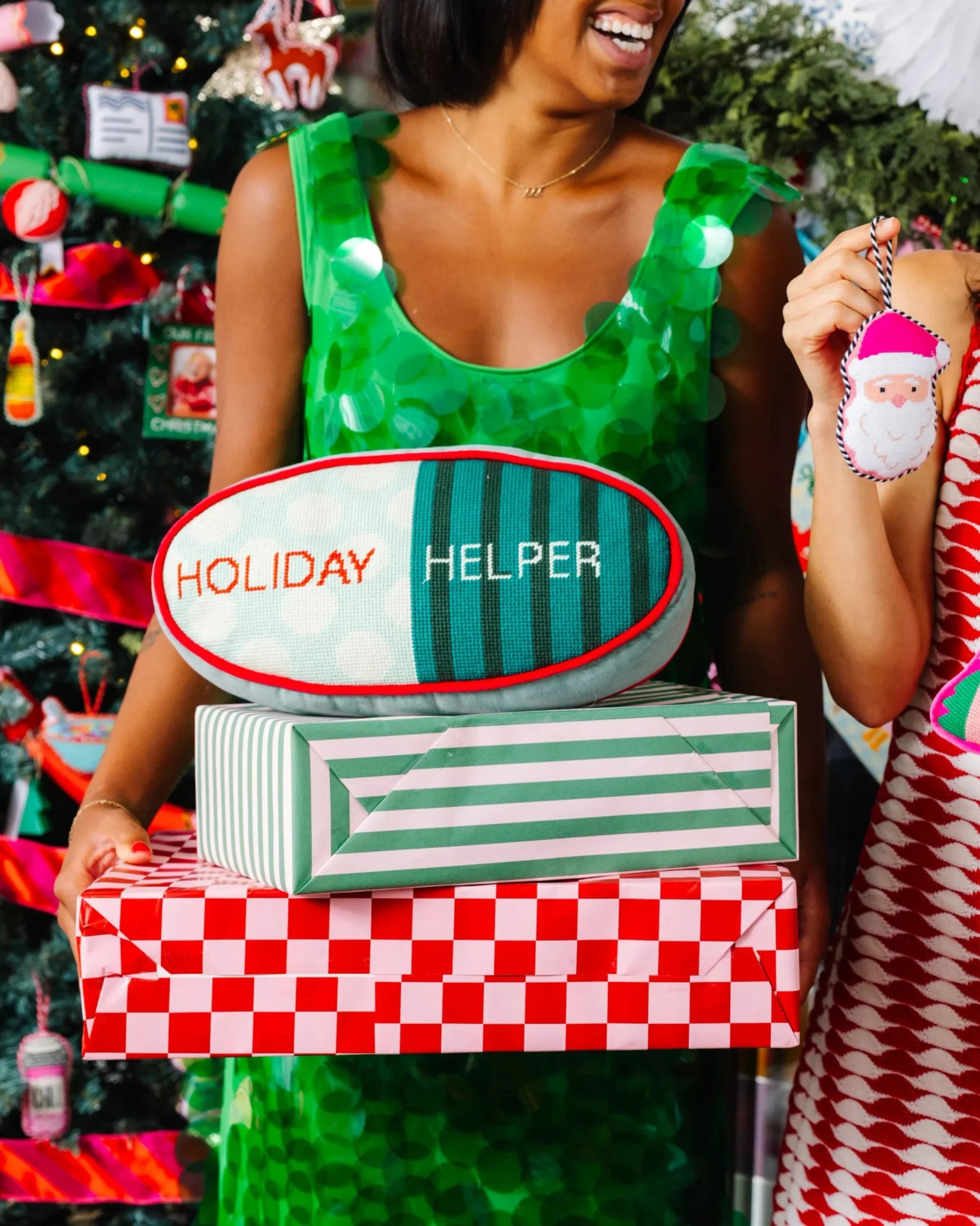 Needlepoint Pillow - Holiday Helper