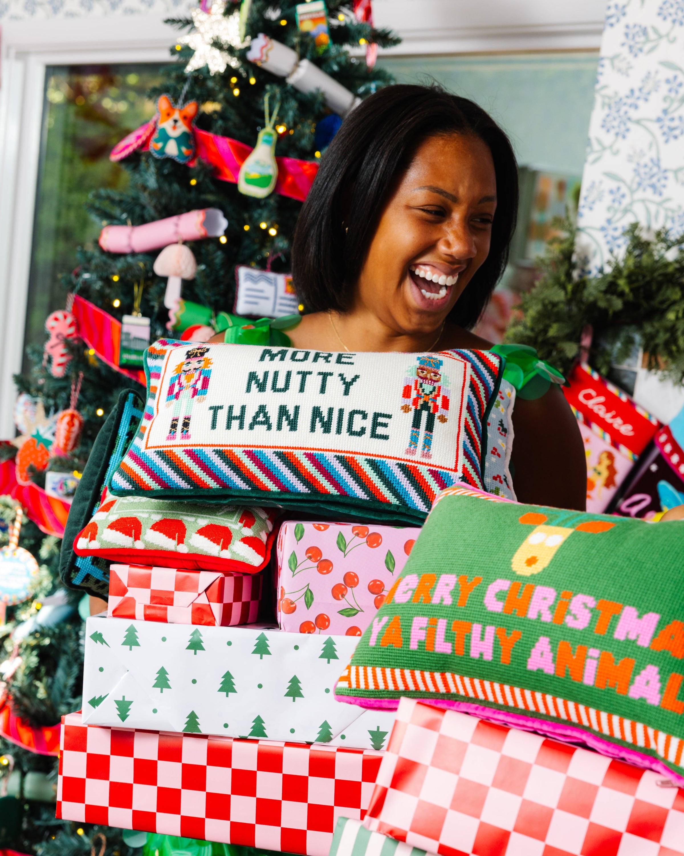 Needlepoint Pillow - More Nutty Than Nice