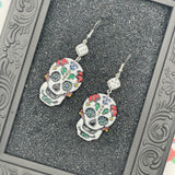 Tattoo - Sugar Skull Earrings with Dice Detail: Handmade Polymer Clay