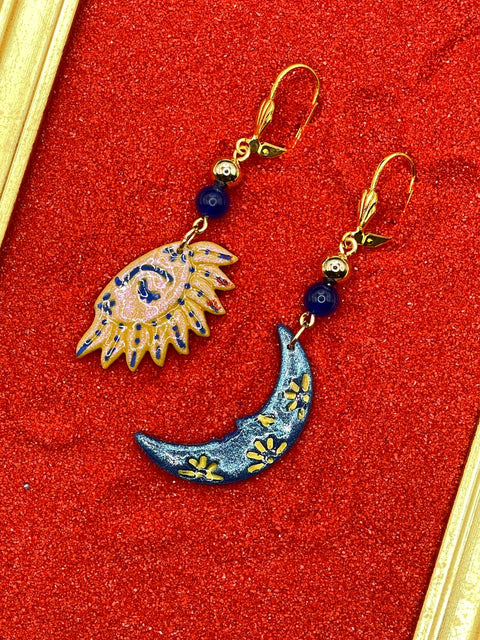 Sparkly Sun & Moon Earrings